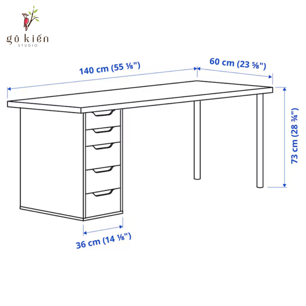 Ban IKEA 2 chan sat 1 chan ngan keo 6