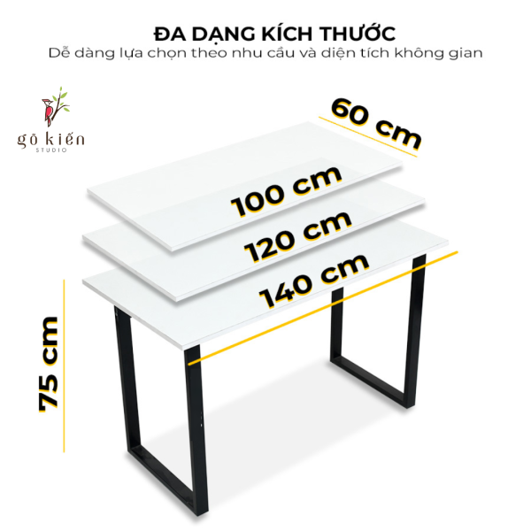 Bàn làm việc chân sắt chữ U - mặt 1000x60